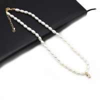 5-6mm Natural White Pearl Bead Necklace Rice Shape Small Pearl Bead Pendant Necklace for Women Jewerly Party Gift