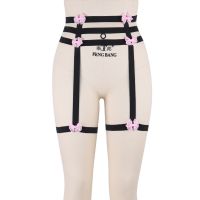 【YF】♠✾☞  90s bdsm pastel goth liguer garter belt stocking body harness strap bra rave fetish bondage lingerie