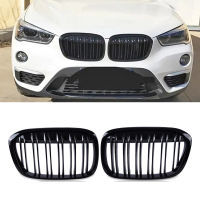 สำหรับ BMW X1 F48 F49รถด้านหน้า Hood Kidney Bumper Grill Racing Grills Grille 16-19 Gloss สีดำ Double Slat Grilles ใหม่อุปกรณ์เสริม