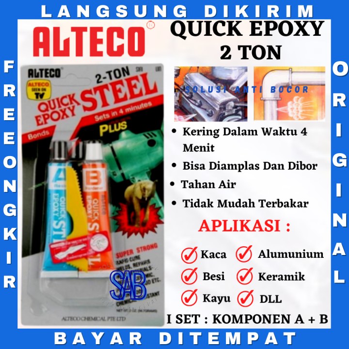 Lem Besi Alteco Quick Epoxy Steel 4 Menit Kering Tahan Air Waterproof ...