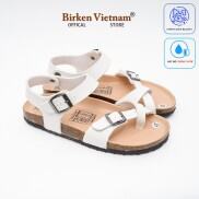 Mã PUK14 - Sandal Đế Trấu BIOLINE Official Quai Da Pu Đan Chéo Xỏ Ngón Lót