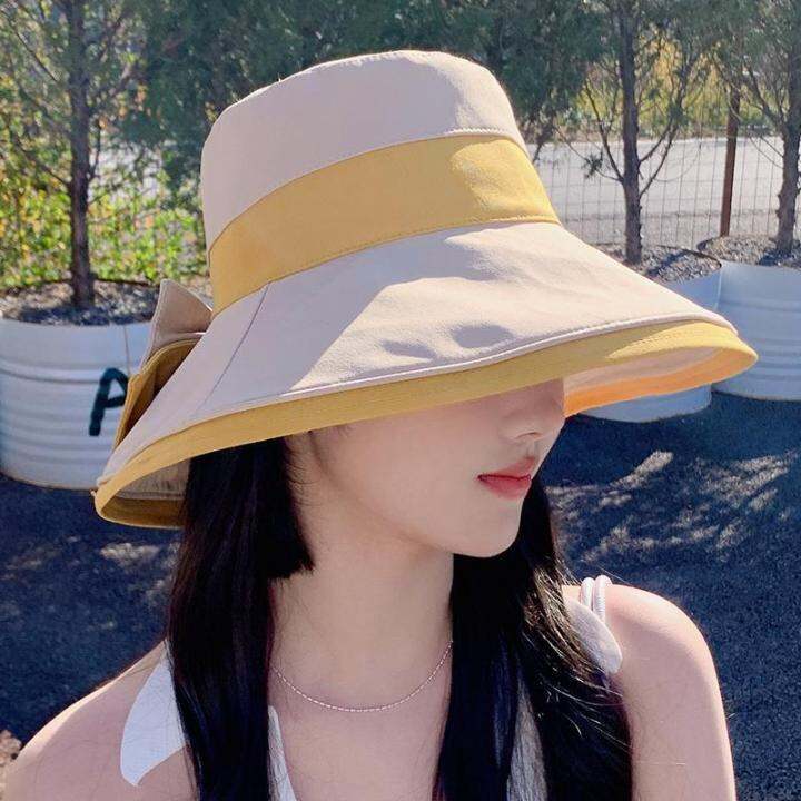 bowknot-hat-female-fashion-summer-japanese-bucket-hat-casual-and-sweet-big-brim-sun-hat-sun-proof-all-matching-sun-hat