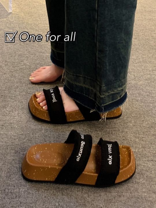 one-for-all-พร้อมส่งจากไทย-new-tx471-รองเท้าแตะลําลอง-ส้นหนา1-5นิ้ว-ปักลายตัวอักษร-สไตล์เกาหลี-รองเท้าแฟชั่นสำหรับผู้หญิง