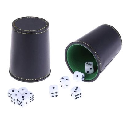 ：《》{“】= 1 Pc PU Leather Dice Cup, Green Flannel Interior Quiet Dice Shaker Cup For Liars Dice/ Farkle/ Yaht-Zee Games, 1 Pcs