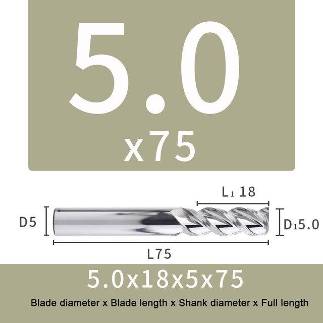 3ขลุ่ยยาวเครื่องมือกัดคาร์ไบด์ตัดกัดทังสเตน-end-mill-cnc-hrc55สำหรับอลูมิเนียมอะคริลิไม้ทองแดง75-150-200มิลลิเมตร