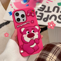 เคสไอโฟน สามมิติน่ารักกุหลาบสตรอเบอร์รี่หมีiPhone14promax Apple 13 เคสมือถือ 11/12 ซิลิโคน 13proหญิง