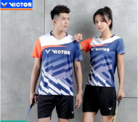 Victory เสื้อผ้าสำหรับใส่แข่งขันเสื้อกีฬาลายกีฬาปิงปองแขนสั้นแห้งเร็วระบายอากาศได้ดีชุดกีฬาแบดมินตันสำหรับทั้งหญิงและชาย