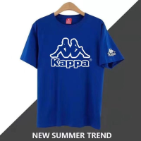 เสื้อยืดผ้าฝ้าย Kappa Kappa สำหรับคู่รัก,เสื้อผ้าคู่หลวมสวมใส่ได้หลายโอกาสแขนสั้นพิมพ์ลายเทรนด์ใหม่แขนสามส่วน