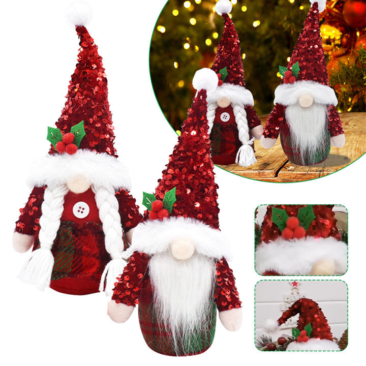 rebrol-จัดส่งฟรี-ตกแต่งคริสต์มาส-gnome-plush-faceless-ตุ๊กตาเลื่อมหมวก-elf-merry-christmas-ของขวัญตกแต่งบ้านปีใหม่-xmas-ornaments