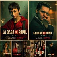 ✿▧ La Casa De Papel กระดาษคราฟท์ผนังเงินภาพวาด Home Heist Season โปสเตอร์ตัวละคร Wall Art ภาพวินเทจประดับห้องของขวัญ