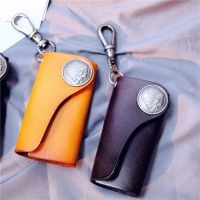 （Layor wallet）กระเป๋าสตางค์โซ่กุญแจหนังเทียมทำด้วยมือ,กระเป๋าสตางค์ผู้ชายกระเป๋าสำหรับใส่เหรียญหรือกุญแจหนังแท้พวงกุญแจ