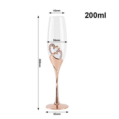 2pcs Wedding Champagne Glasses Rose Golde Couple Glass Cup Creative Crystal Champagne Flutes Party Glass Goblet Gifts 200ml