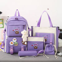 ชุด Tas Ransel Anak SD ห้าชิ้นสำหรับผู้หญิงน้ำหนักเบาและน่ารักกระเป๋าเป้สำหรับนักเรียนกระเป๋าเป้สะพายหลังสำหรับเด็กผู้หญิงกระเป๋าเป้สะพายหลังสำหรับเด็กผู้หญิง Dvr