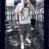 【hot seller】 new trendy brand mens t-shirt suit two-piece set 2023 European station casual short-sleeved