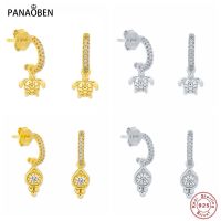 [Han ornaments] PANAOBEN 925เงินสเตอร์ลิง INS เรขาคณิตเต่าต่างหูสตั๊ดสำหรับผู้หญิงเจาะต่างหูปรับต่างหูเพทายเครื่องประดับ P Endientes