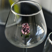 Creative 3D Pink Glass Rose Build-in Red White Wine Glasses Cup Stemware Goblets Champagne Flute Household Lovely Gift