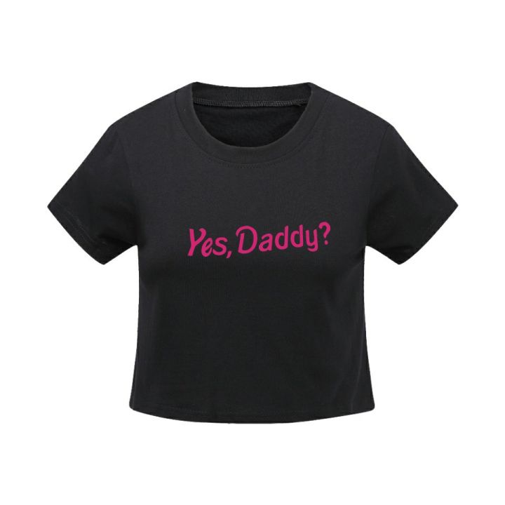 in-stock-yes-daddy-สีชมพูพิมพ์ลายสไตล์ยุโรปและอเมริกาเสื้อกล้ามเชือกแขวนคอแบบไม่มีเชือกแขวนคอผู้หญิงเซ็กซี่สาวนุ่ม