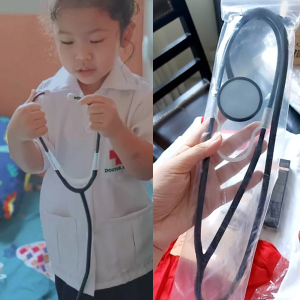 งานไทย-พร้อมส่ง-หูฟังคุณหมอ-ของเล่นเด็ก-อุปกรณ์-ชุดอาชีพคุณหมอ