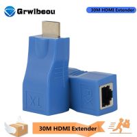 Grwibeou พอร์ตตัวต่อขยาย HDMI 4K RJ45แลนสามารถขยายได้ถึง30เมตรผ่าน Cat5e/6พอร์ตสายเคเบิลอีเทอร์เน็ตแลน