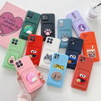 「Enjoy electronic」 Cartoon Card Slot Holder Phone Case For Oppo Realme 8 Pro C21 C20A C21Y Reno 5 F Reno 6Z Pro 5G A74 A94 A95 Find X3 Cover