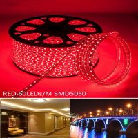 ไฟเส้น LED ROPE LIGHT AC 220V แบบแบน แสงสีแดง ยาว100เมตร