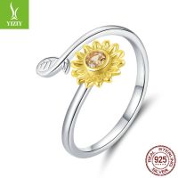 [COD] Ziyun hot fresh daisy open ring female niche design sense electroplated silver BSR127