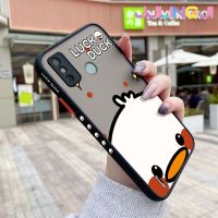 Jlingji เคสสำหรับ Tecno Spark 6 Go Spark Go 2020 Spark Go 2021เคสการ์ตูนรูปเป็ดบางขอบสี่เหลี่ยมด้านข้างดีไซน์ใหม่กันกระแทกเคสมือถือแข็งมีน้ำค้างแข็งโปร่งใสปลอกซิลิโคนคลุมทั้งหมดเคสป้องกันกล้องนุ่ม