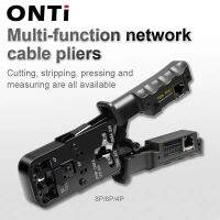 อุปกรณ์เครื่องมือจีบหัวคริสตัลแบบ CAT6คีมปลอกสายระดับมืออาชีพจาก Onti พร้อมสายตัวทดสอบมิเตอร์ RJ45สำหรับเครื่องตัดสายเคเบิลเครือข่าย4P/6P/8P