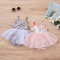 COD DSFERTEREERRE Baby Girl Floral Jumpsuit Romper Princess Gauze Skirt Cute Mesh Sling Romper