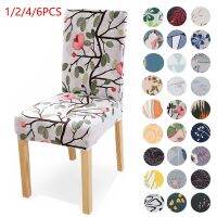 1/2/4/6Pcs Flower Printing Dining Chairs Cover Stretch Spandex Washable Slipcovers for Wedding Office Chair Chair Funda Silla Sofa Covers  Slips