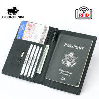 BISON DENIM RDIF Blocking Passport Holder Travel Wallet Slim Id Card Case Purse Organizer Wallets 15.5*10*0.7cm QB041-TQ312