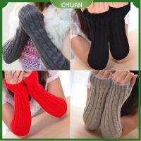 CHUAN Girl Autumn Spring Winter Twist Fingerless Gloves Arm Warmer Women Long Knit Mitten