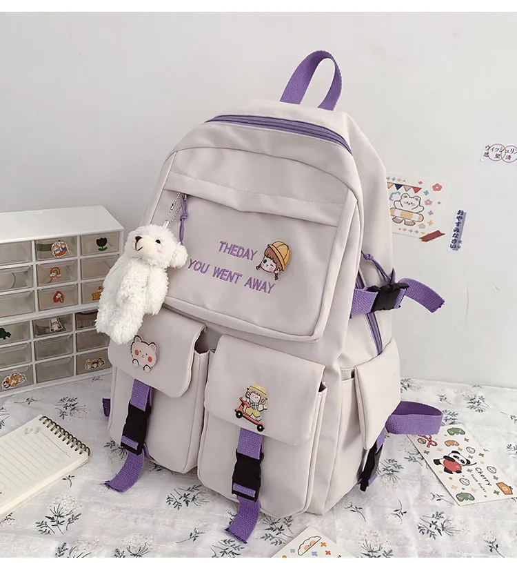 Yuanbang Korean Style Women Backpack School Bag for Teenage Girls Fashion Student Backpack, Adult Unisex, Size: 1 Pack, Purple