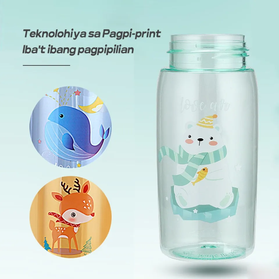 1pc 600ML Kids Water Bottle For School Boys Girls, Cup With Straw, Cute  Cartoon Leak-Proof Mug, Portable