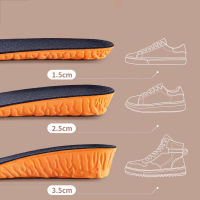 1.5-3.5cm Invisible Height Increase Sport Insoles Orange EVA Memory Foam Shoes Sole Pad Breathable Comfortable for Men Feet Care