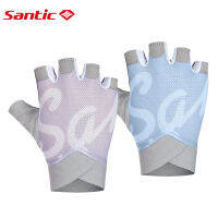 Santic ผู้ชายถุงมือจักรยานฤดูร้อนผู้หญิง Fingerless ถุงมือ MTB จักรยานนวมระบายอากาศกันกระแทกกีฬาฟิตเนสจักรยานถุงมือ WL2P113