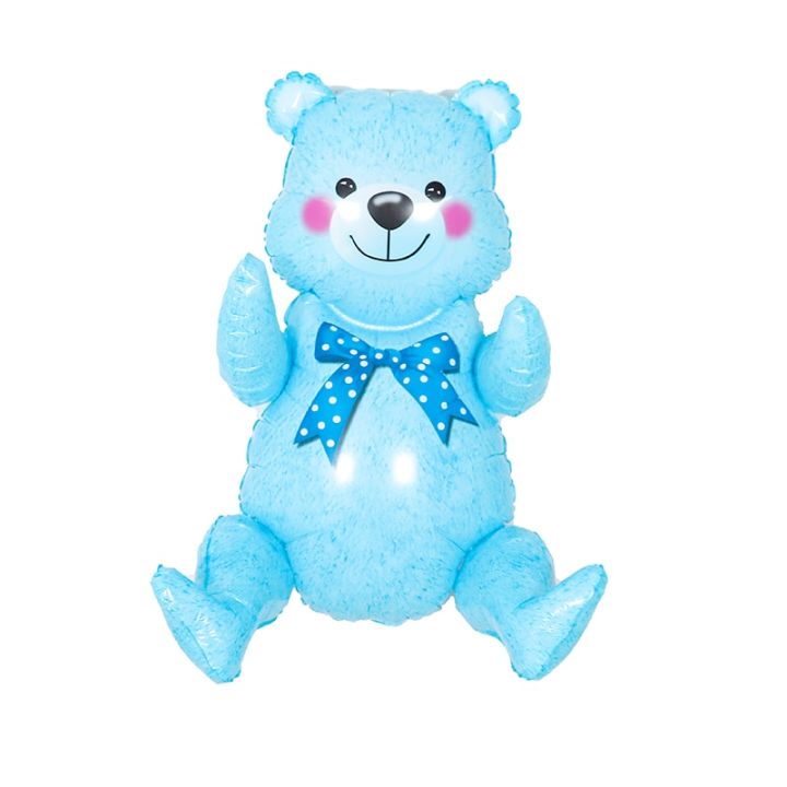lamontuo-ลูกบอลสำหรับเด็กทารกชายหญิง24นิ้ว-ลูกบอลอลูมิเนียมหมี-bule-หมีสีชมพูสีฟ้าลูกโป่งฟอยล์วันเกิดอายุ1ขวบเด็กทารกตกแต่งห้องน้ำของเล่นเด็ก