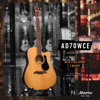 Alvarez AD70WCE กีตาร์โปร่งไฟฟ้าเกรดพรีเมี่ยมรุ่น Top Solid (A+ Sitka Spruce/ Walnut)