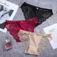Sexy Lace Underwear Panties Women Transparent Lace Ice Silk Seamless Breathable Low-waist Briefs Ladies Lingeries