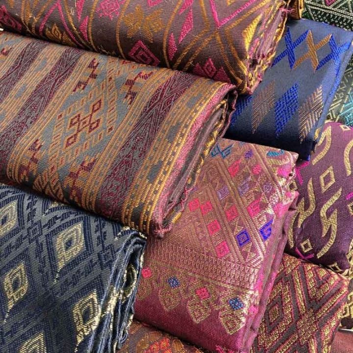 ผ้าแจ็คการ์ดสไตล์ชาติพันธุ์เอเชียตะวันออกเฉียงใต้พม่าไทยกระโปรงผ้าคลุมไหล่กระโปรงกระโปรงทรงหลอด