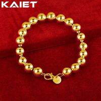 KAIET 24K สร้อยข้อมือลูกปัด10มม. สำหรับผู้หญิงงานแต่งงานเครื่องประดับแฟชั่นปาร์ตี้เสน่ห์