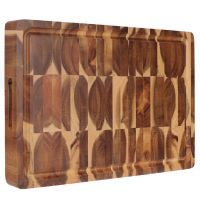 Thick Acacia Wood Cutting Board 44.5 x 30 x 4cm Reversible Multipurpose with Juice Groove  Inner Handles Preparation  Cutting Boards