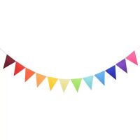 12 Flags 17cm Colorful Felt Banner Garlands Birthday Bunting Pennant Baby Shower Wedding Garland Flags Party Decoration Supplies