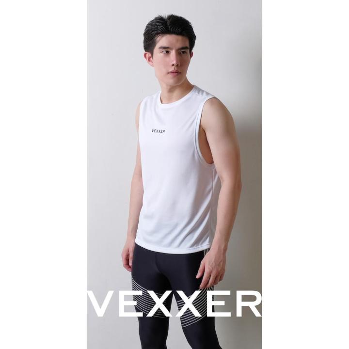 vexxer-running-tanktop-m01-สีขาว-เสื้อกีฬา-แขนสั้น-เสื้อยืด-เสื้อวิ่ง-ออกกำลังกาย