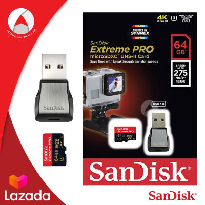 SanDisk Extreme PRO 64GB microSDXC Card UHS-II Speed 275MB/s (SDSQXPJ_064G_GN6M3) Memmory เมมโมรี่การ์ด ไมโครเอสดี แซนดิส จากซินเน็ค รับประกัน Lifetime โดย Synnex
