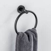 [LWF HOT]☸ Stainless 304 Round Wall-Mounted Towel Ring Matt Black Towel Hanger Rack Kitchen Bathroom Accessories Storage Holder Hot Sale