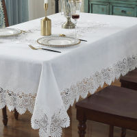 Tablecloth Table White Cotton Linen Embroidered Dining Table Cover Rectangle Lace Table Cloth Bedside Table Dustproof Towel