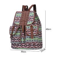 High Quality Vintage Print Canvas Ethnic Backpack for Women Girls School Backpacks Drawstring Bohemia Travel Rucksack