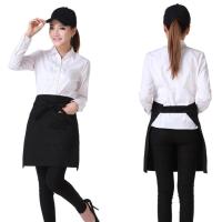 Short Waist Half-length Apron Black Women Waitress Antifouling Work Coffee Tea Shop Cafe Cooking Kitchen Men Aprons With Pockets Aprons