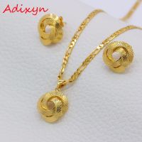 Adixyn Light Dubai Necklace/Earrings/Pendant Jewelry Set for Women/Girls/Kids Fashion Metal Russia Jewelry Gifts N01206